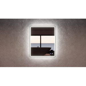 S4 Rectangle Led Mirror With Matte Black Framed 900 * 750